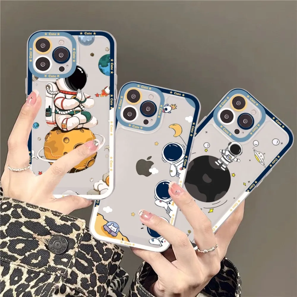 Space Astronaut Cartoon Phone Case For Samsung S 20 S 21 S 22 S 23 Lite Plus Ultra Mobile Cover