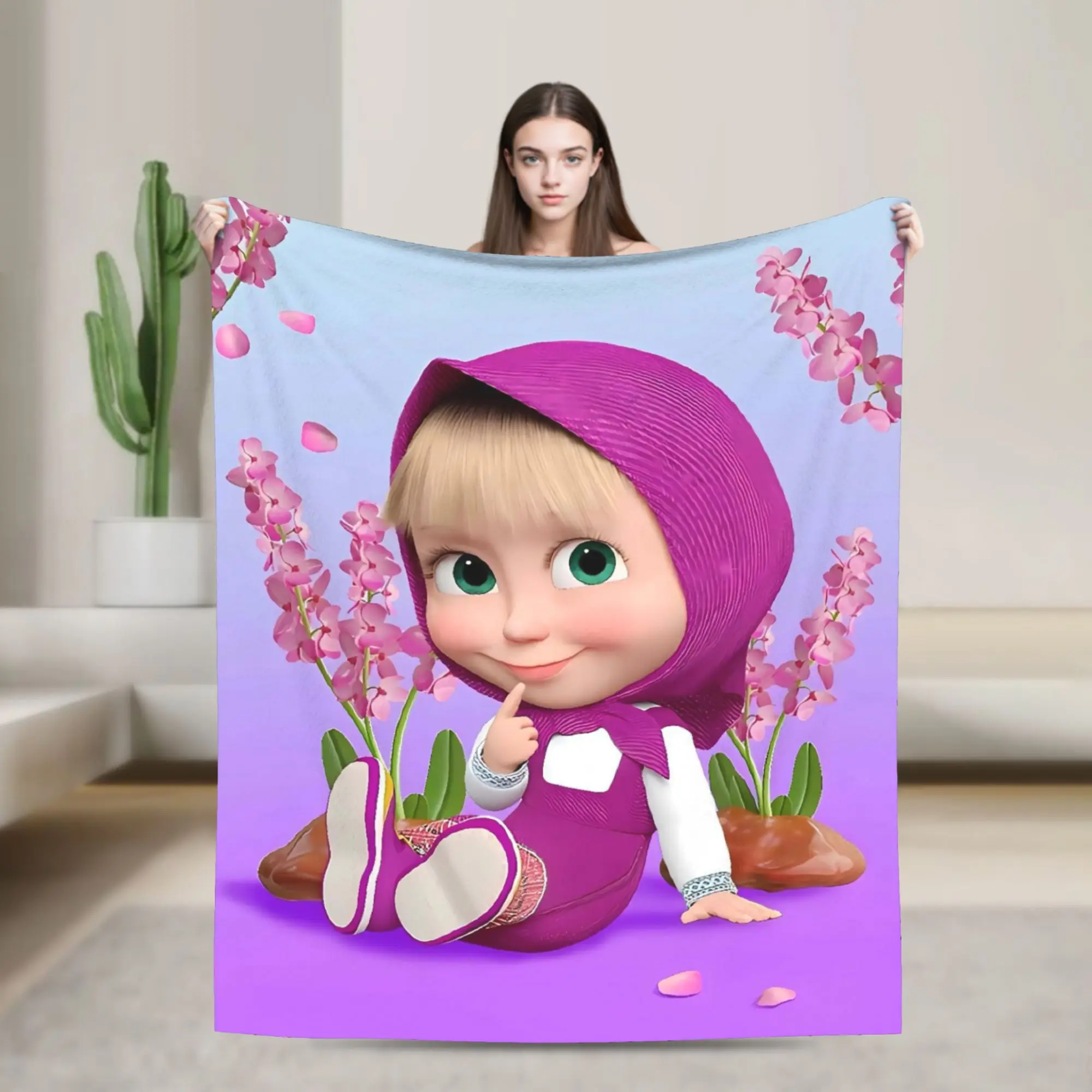 Decken Weiche Warme Straße M-Mashas und B-Bears Trend Plüsch Decke Für Couch Stuhl Sofa Bett Picknick Flanell Tagesdecke Bett