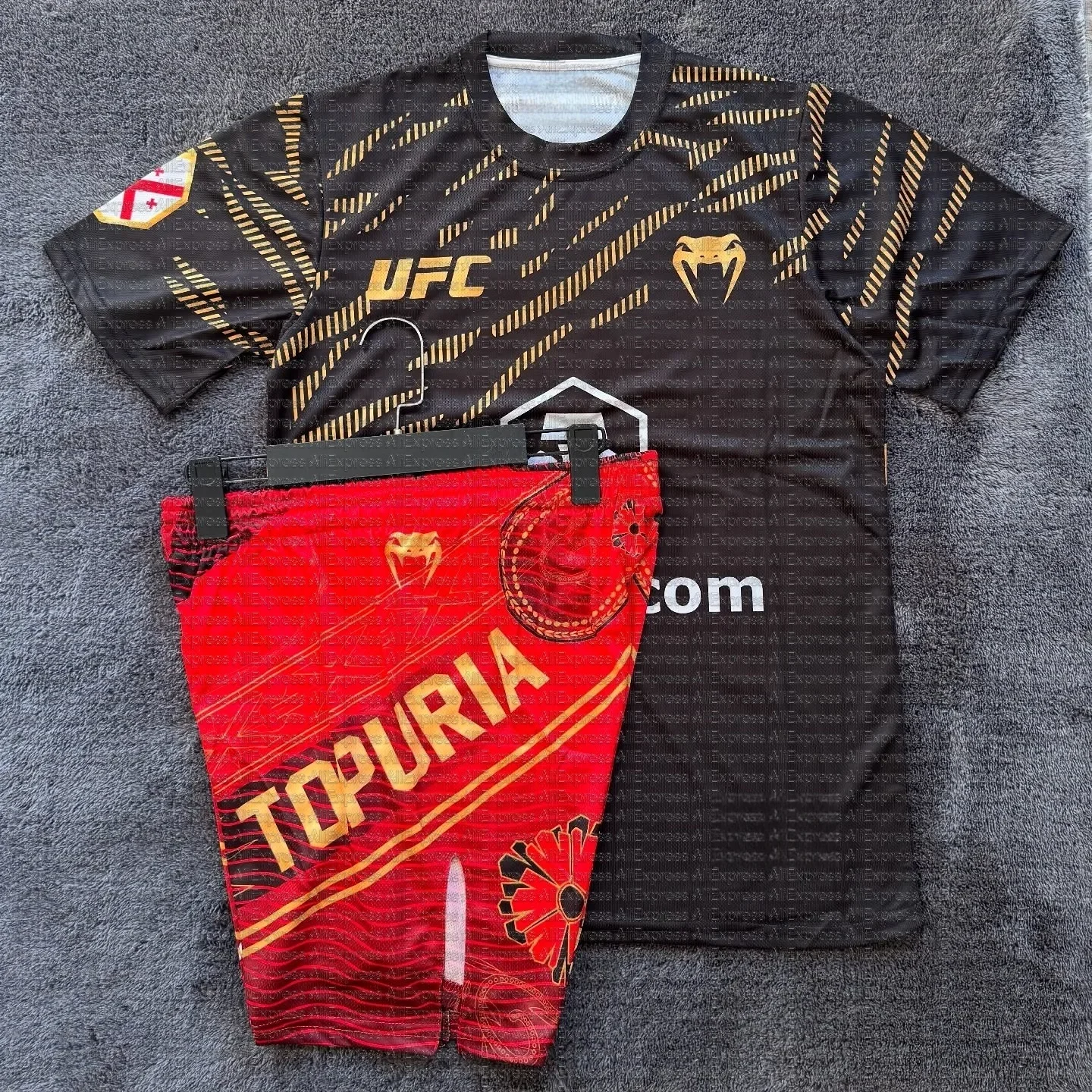 

Men's UFC Top Fighters Ilia Topuria Combat Fighting Event Tee And Shorts Set Comfortable Jersey Wrestling Running Sweat Outfit
