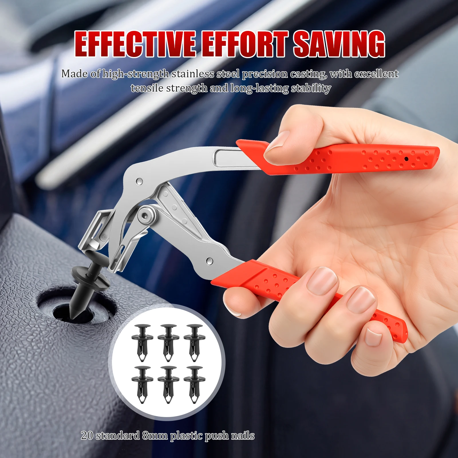 Car Clip Pliers Spring Loaded Panel Clip Removal Pliers for Auto Door Panel Dashboard Fasteners Rivet Remover Trunk Repair Tools