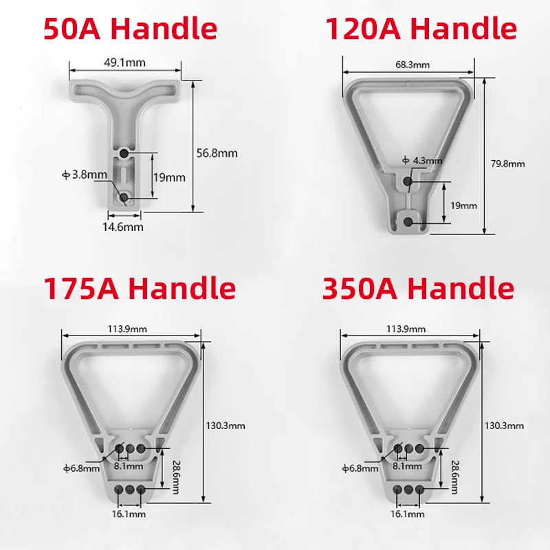 Plastic Handle 50A 120A 175A 350A Two-Pole Power Connector Accessories Power T type&Triangle Handle for 2 Pin Battery Connector