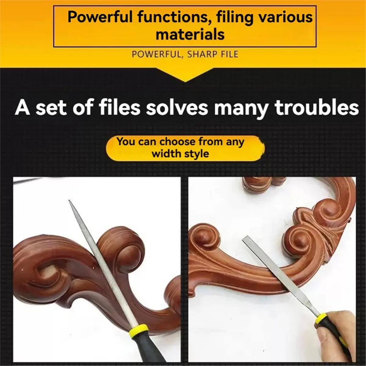 Reliable- 10PCS Bearing Steel File DIY 3D Printer Part 3D Model File Two-Tone Handle Assorted Files Small Files Tools
