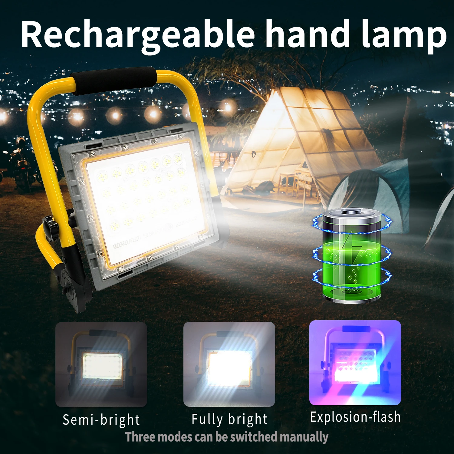 

Portable Rechargeable LED Flood Light Long-Life Outdoor Construction Site Night Market Stalls Emergency Lighting