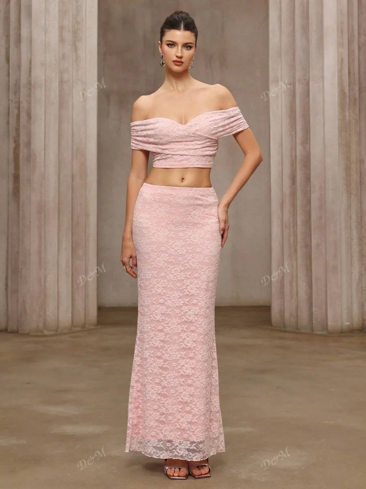 D&M plissado magro bodycon ماكسي فيستدو لونغو فيمينينو فورا دو أومبرو 2025 روزا فيستدو دي ريندا ريتالهوس مثير فيستدوس دي فيستا #1