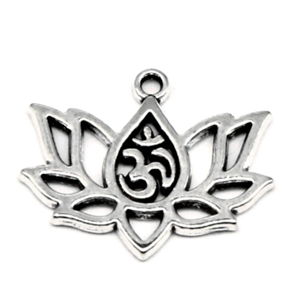 10pcs 21x17mm Lotus Charms Pendants Accessori Body Jewelry Antique Silver Color