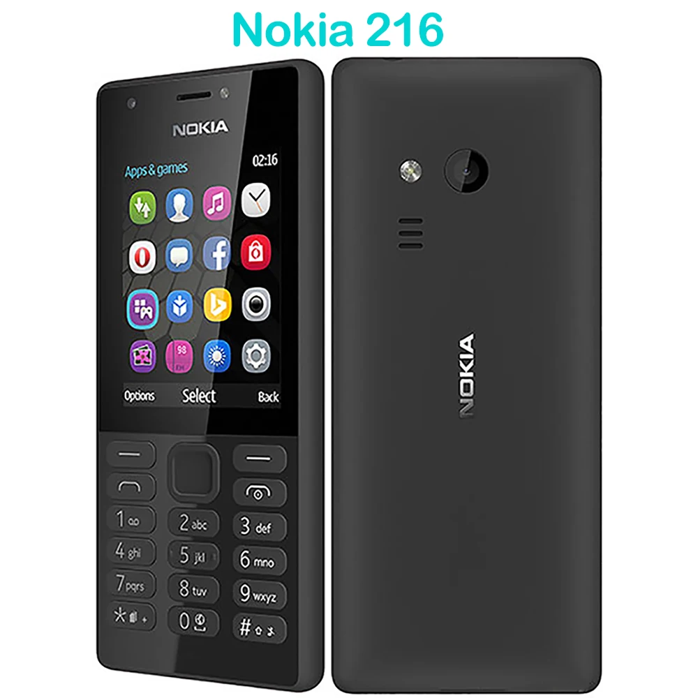 Nokia 216 2G Backup Phone 2.4-inch 2SIM 1020mAh FM Radio MP3 Bluetooth 0.3MP Micro-USB 3.5mm Nokia Affordable Phone Unlock Used