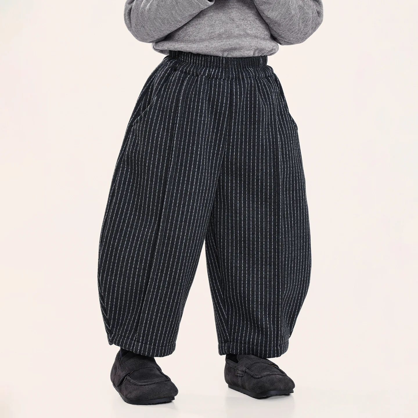 

Toddler Boys Harem Pant New Winter Vertical Stripes Thicken Warm Kids Baby Boys Wool Pant Elastic Waist Little Boys Casual Pant