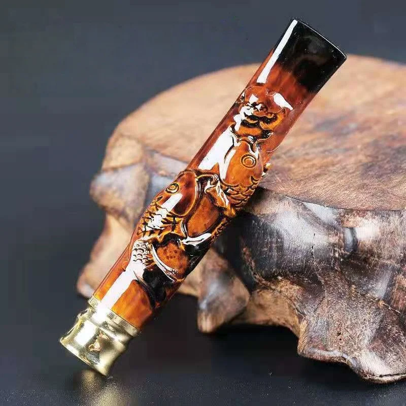 

Sea Willow Pipe Cigarette Holder Double Filter Engraving Sea Willow Smoking Set Thick, Medium and Fine Three-Use Can Be Cleaned as a Gift for Men and Women Cigarette Filter Pipe