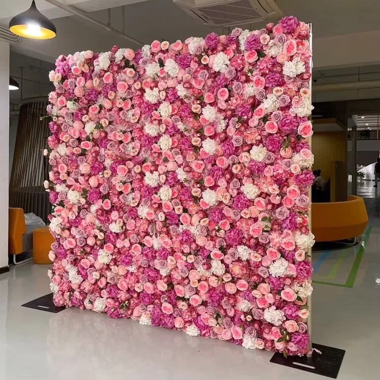 Support wedding stage decoration with size customization background roll up wood-based panel flower wall
