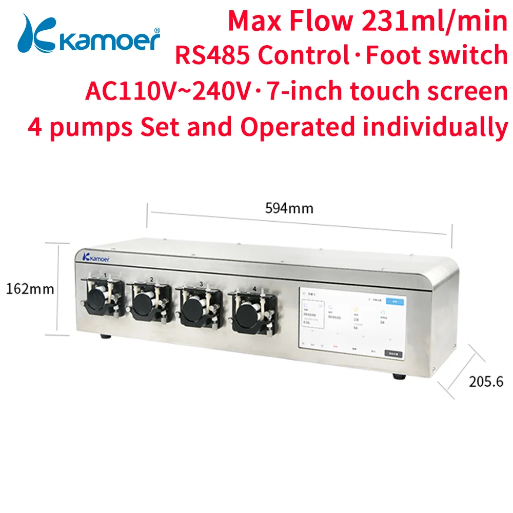 

Перистальтический насос Kamoer NP04-KCS AC100V-220V Wi-Fi Интеллектуальный автоматический циркуляционный дозирующий насос с 7-дюймовым сенсорным экраном