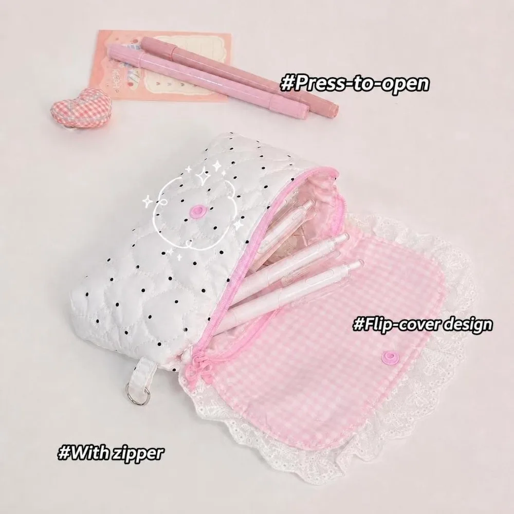 Butterfly Rabbit Print Pencil Case Flap Button-down Large Capacity Pencil Pouch Multifunctional Stationery Storage Bag