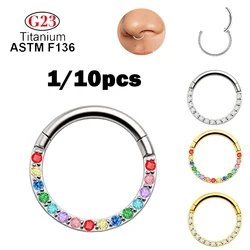 1/10Pcs 16G G23 Titanium Rainbow CZ Nose Ring Stud Septum Ear Tragus Cartilage Daith Piercing Earrings  Piercings Jewelry