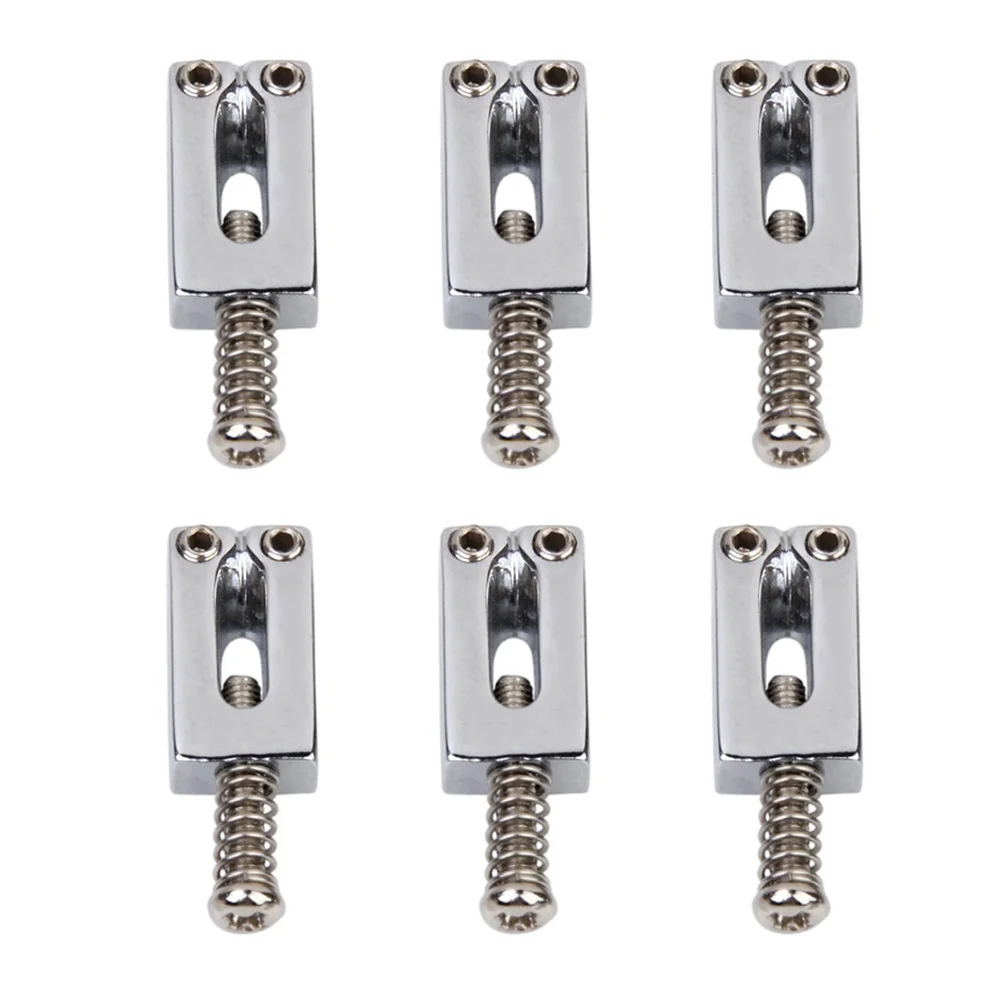 

6 Pcs Electric Guitar Bridge Saddles Silver 20x10mm Hard Copper Alloy Replacement Tremolo Accessories Musical Instrument
