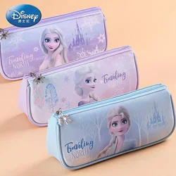 Bolsa de almacenamiento de papelería de Frozen de Disney, estuche de lápices para estudiantes, estuche de lápices de lona de doble capacidad de princesa, regalo de estudio