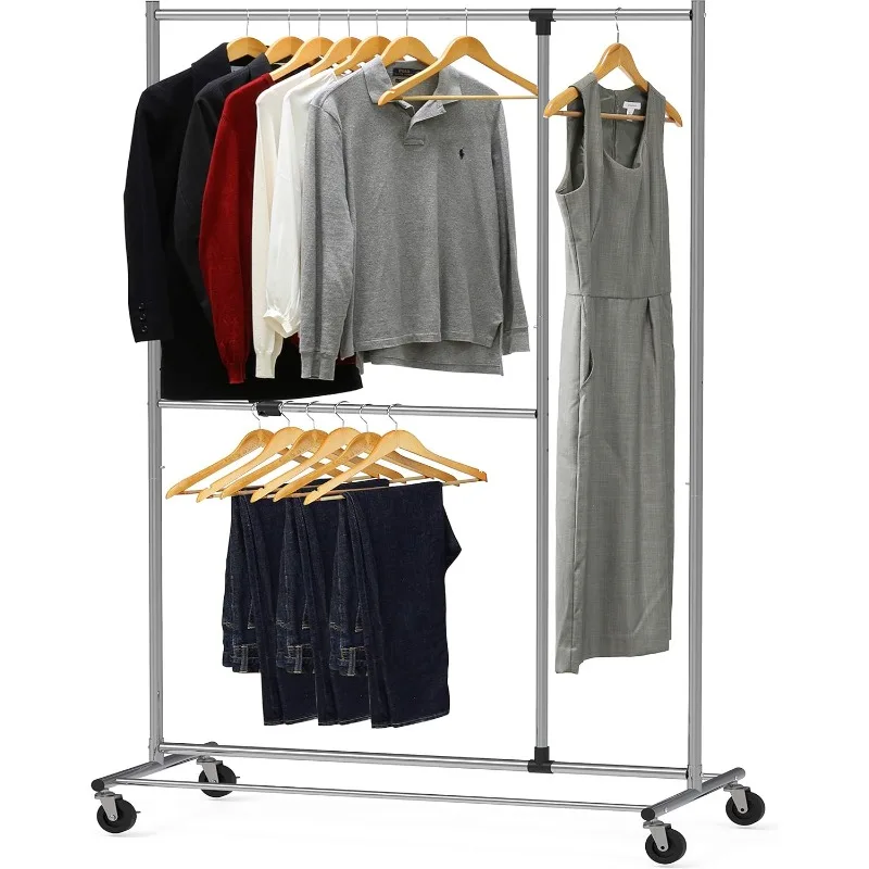 

Dual Bar Adjustable Garment Rack, Chrome, 72-inch Height