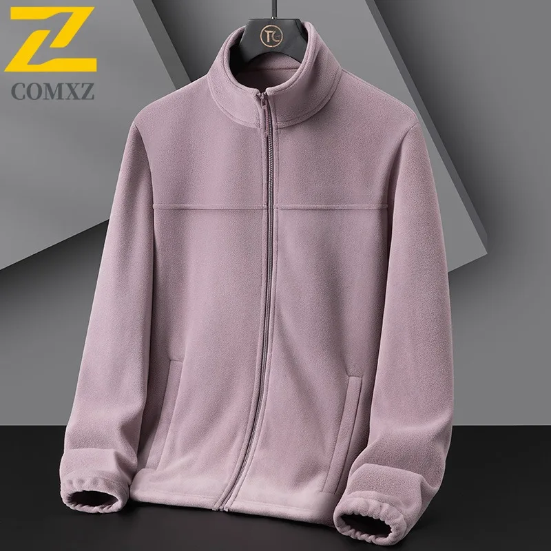 سترة رجالي COMXZ بياقة واقفة، سترة مريحة كاجوال سميكة للأعمال، لون سادة ممتاز، ملابس شتوية جديدة خفيفة الوزن #3