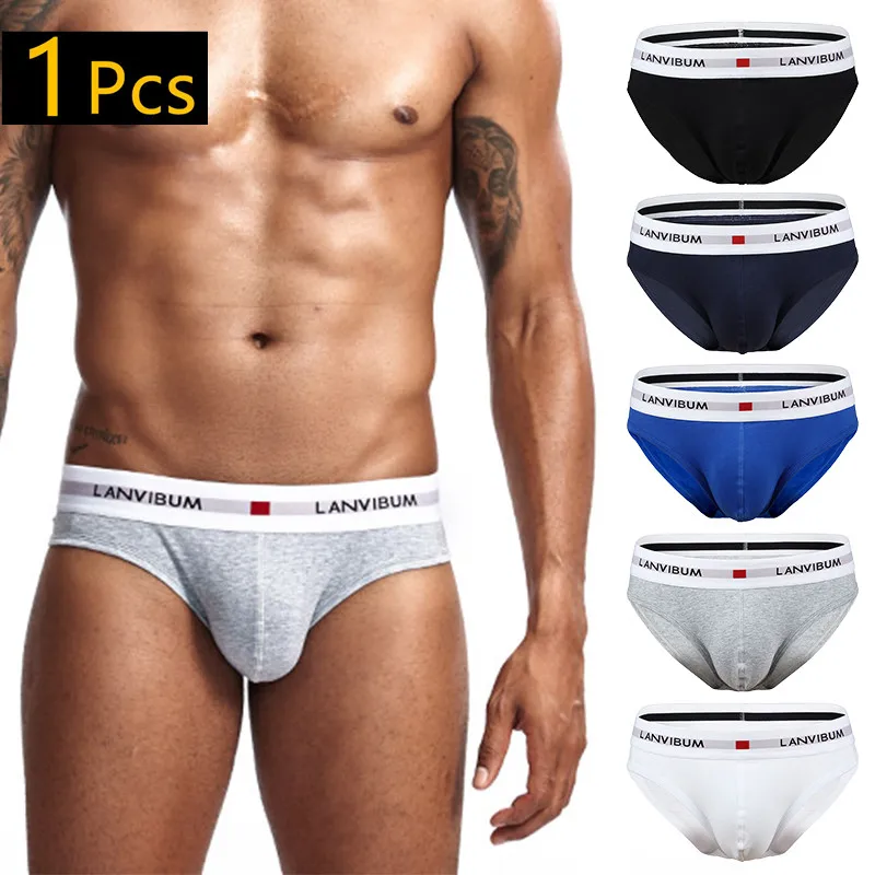 

Men's Underwear Cotton Low Waist Elastic Sexy Loose Triangle Pants Summer Breathable brief hombre underwear Youth Pant Headband