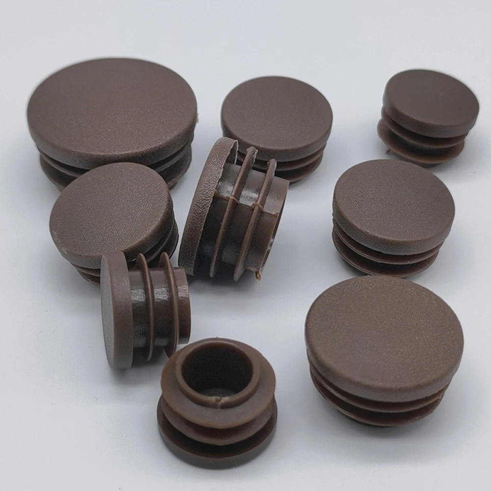 2/4/10pcs Brown Round/Square Plastic Blanking End Caps Chair Legs Tube Pipe Inserts Plug Bung Dust Cover Furniture Accessories