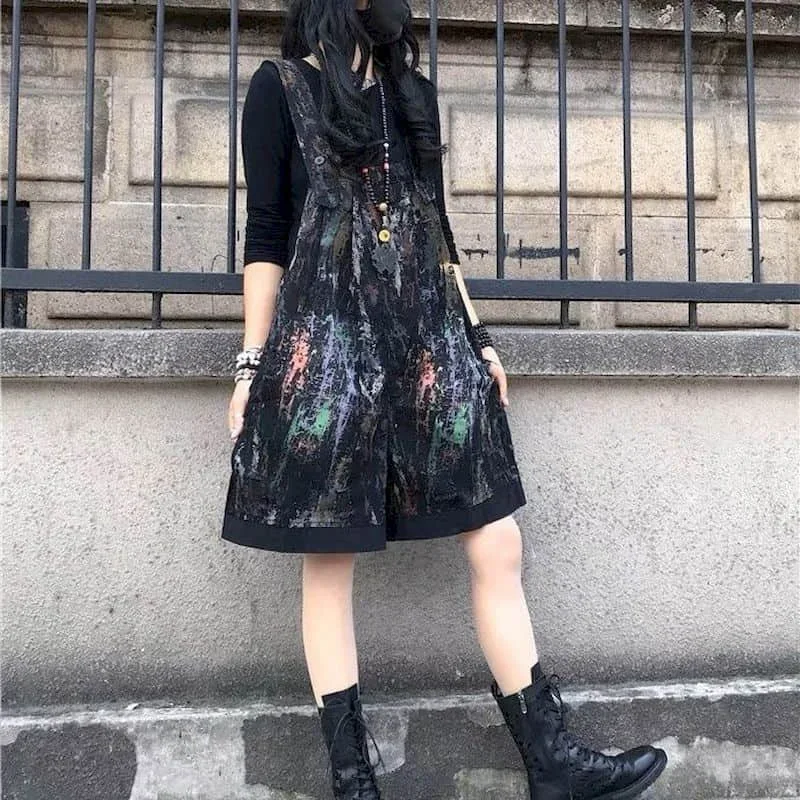 DENIM Jumpsuit ผู้หญิงขนาดใหญ่หลวมกางเกงขาสั้น Casual One Piece ชุดผู้หญิง Playsuits โดยรวมสําหรับผู้หญิงห้าจุดกางเกงขากว้าง