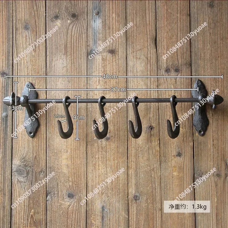 Retro Iron Art Cast Iron Hook Courtyard Garden Outdoor Wall Decoration Clothing Store Clothing Hat European Style Clothes-hook