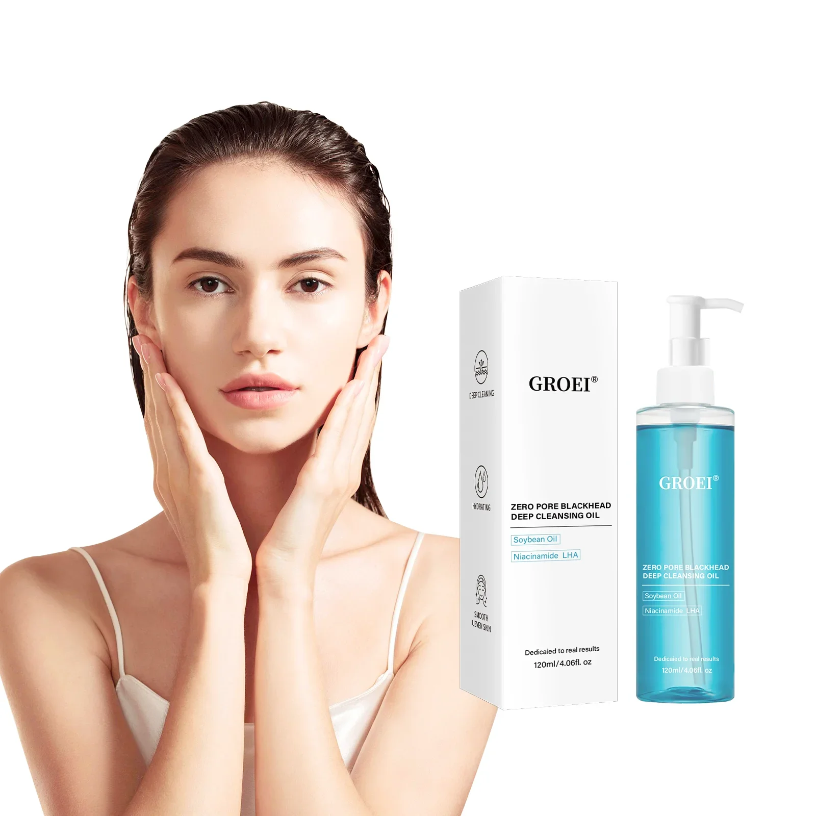 GROEI คลีนซิ่งออยล์ ทำความสะอาดล้ำลึกอย่างอ่อนโยน 3-in-1 สำหรับดวงตา/ริมฝีปาก/ใบหน้า บำรุงผิว ไม่ก่อให้เกิดสิวอุดตัน
