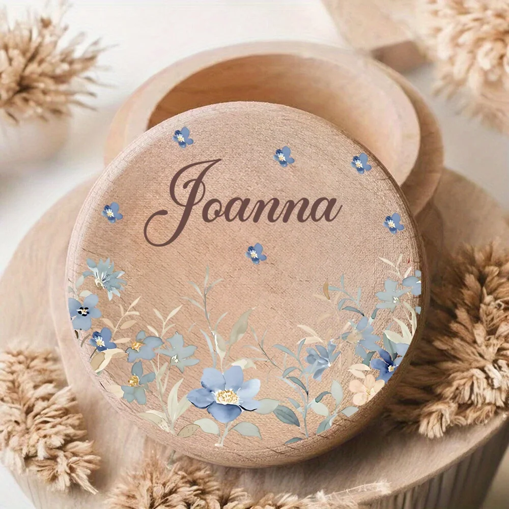Personalized Tooth Box Name Date Suitable Teeth Saving Curly Hair Preservation Wood Memory Box with Name Plate Christening Gifts