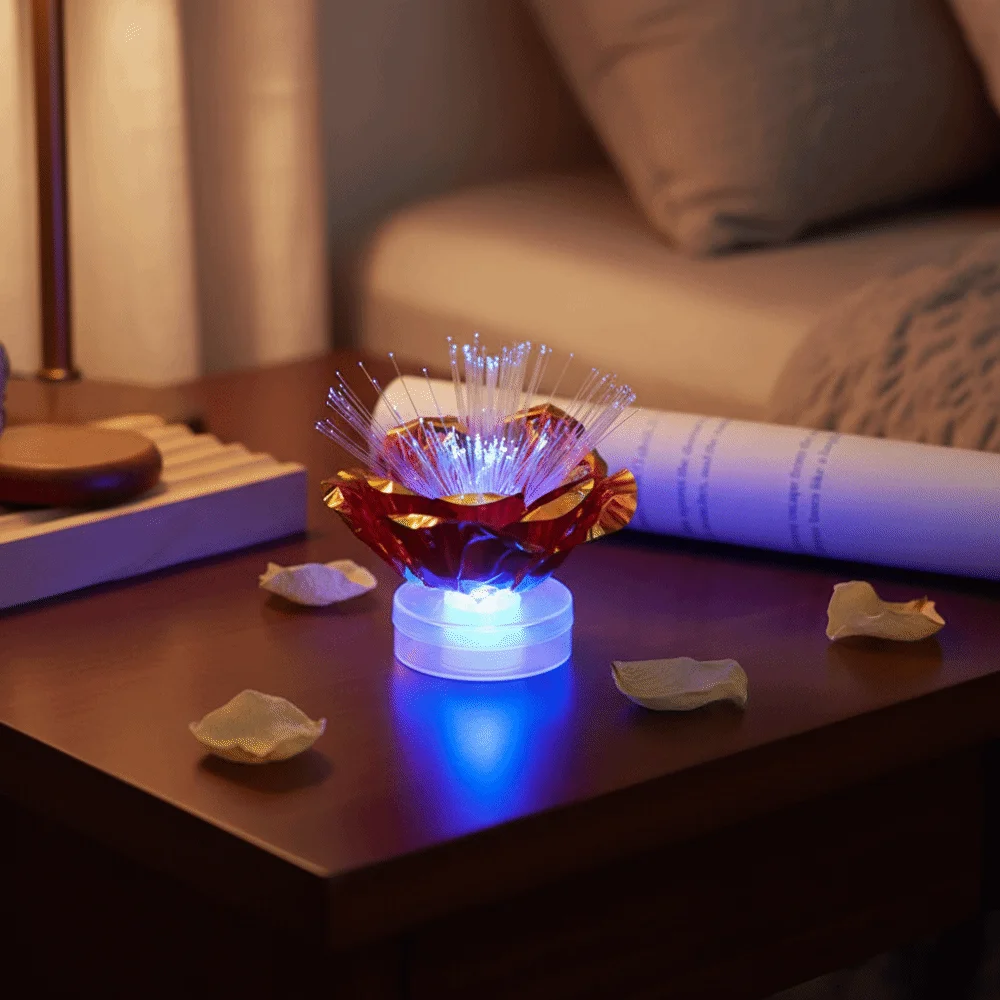 7색 광섬유 LED 조명 장미색 조명 낭만적인 빛과 그림자 정원 조경 조명 침대 옆 램프