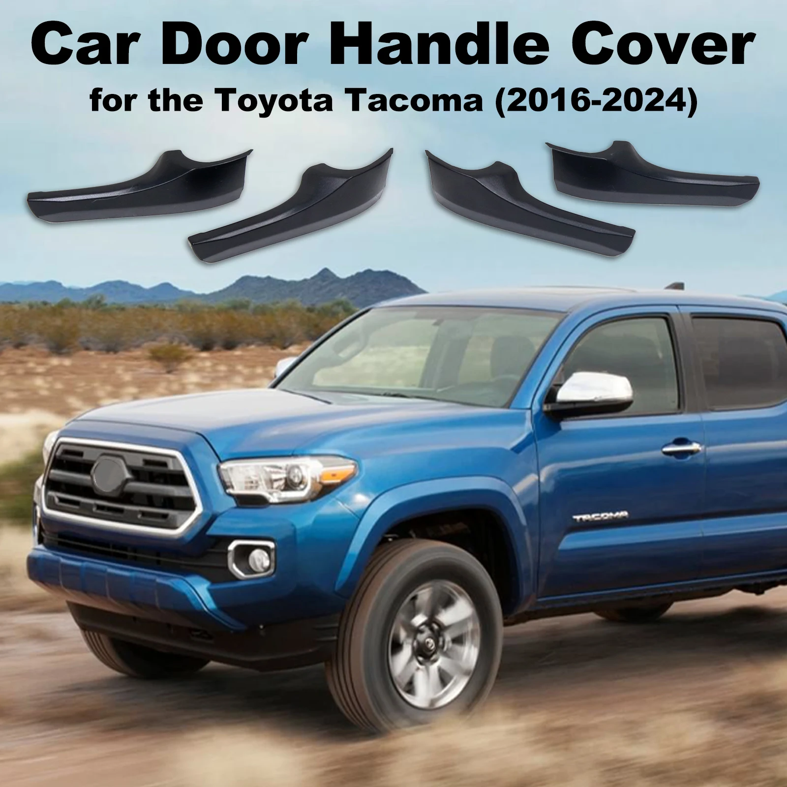 Car Door Handle Cover for Toyota Tacoma 2016-2024, ABS Plastic Easily Snap On for Chrome Delete