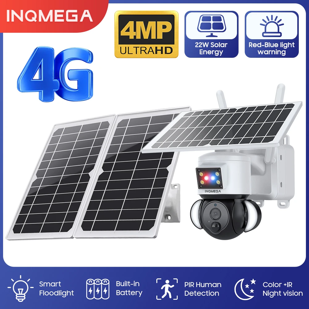 2K 4MP 4G Solar PTZ Camera Human Detection Security Surveillance Video Camera With Solar Panel 32000mAh Recharge Li-Batteries