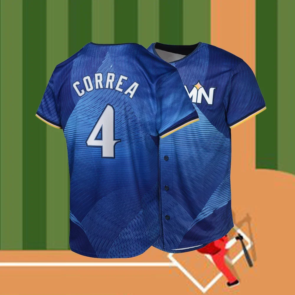 2024 Minnesota Twins City Connection Blue Carlos Correa Youth Men's T-Shirt Youth Children's Comprehensive Training Jersey