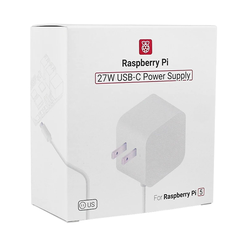 Raspberry Pi 27W USB-C Power Supply Official Power Adapter 5.1V 5A PD Charging Optional EU US UK Plug for Raspberry Pi 5