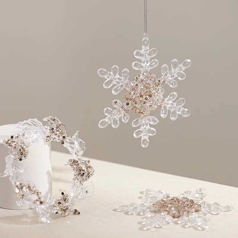 

Christmas Snow Acrylic Transparent Sequins Reindeer Garland Water New Year Christmas Tree Decoration Pendant Hanging Ornament