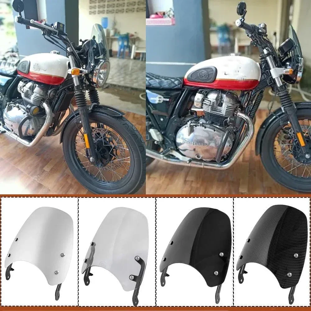 Motorcycle Windscreen Pare-brise for Royal Enfield Interceptor 650 Windshield Accessories Wind Deflector Screen Fairing Bracket