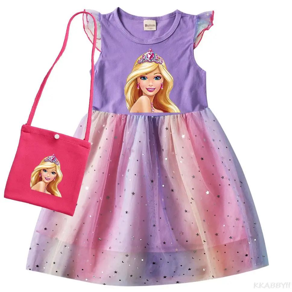 Hot Barbie Girls abbigliamento Casual principessa abito manica corta per ragazze Toddler Baby Vestidos Teenping abiti kawaii