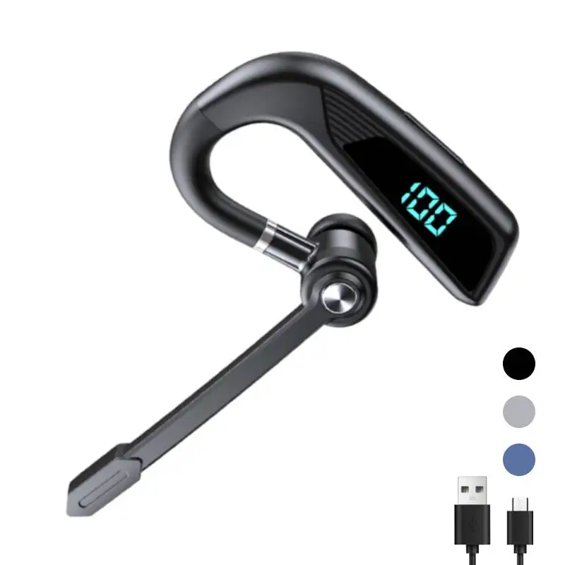 

Wireless Headset Bluetooth Headphones With Microphone Single Ear Earphone Over Ear Earbud For iPhone Samsung Android Cellphones