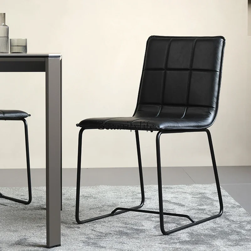

yj21 Italian PU leather soft bag dining chair wrought iron Nordic small apartment restaurant office retro chair home