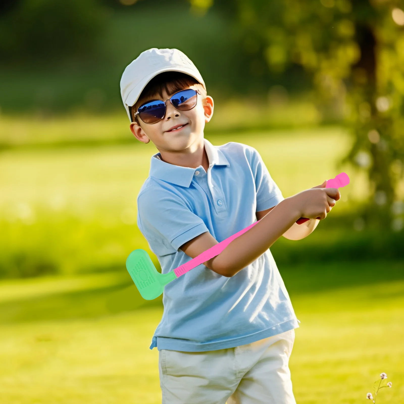 2 juegos de palos de Golf, juguete de golfista de plástico para niños, juguetes interactivos para bebés, accesorios deportivos educativos para interiores y exteriores