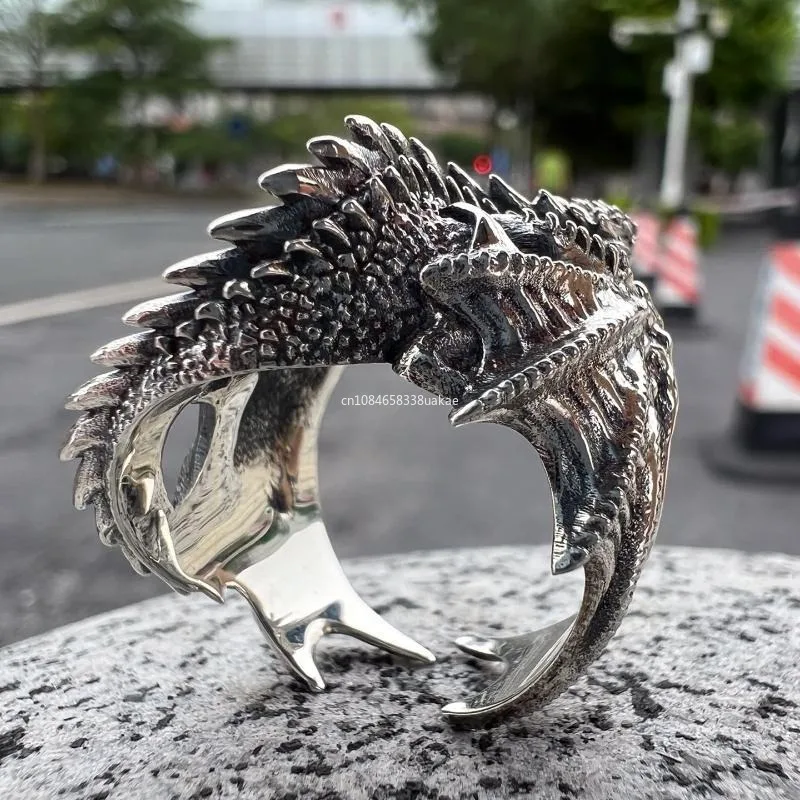 Black Dragon Opening Rings for Women Men Retro Personality Hip Hop Rock Finger Jewelry Dragon Family Accessories طيز بنات صغار