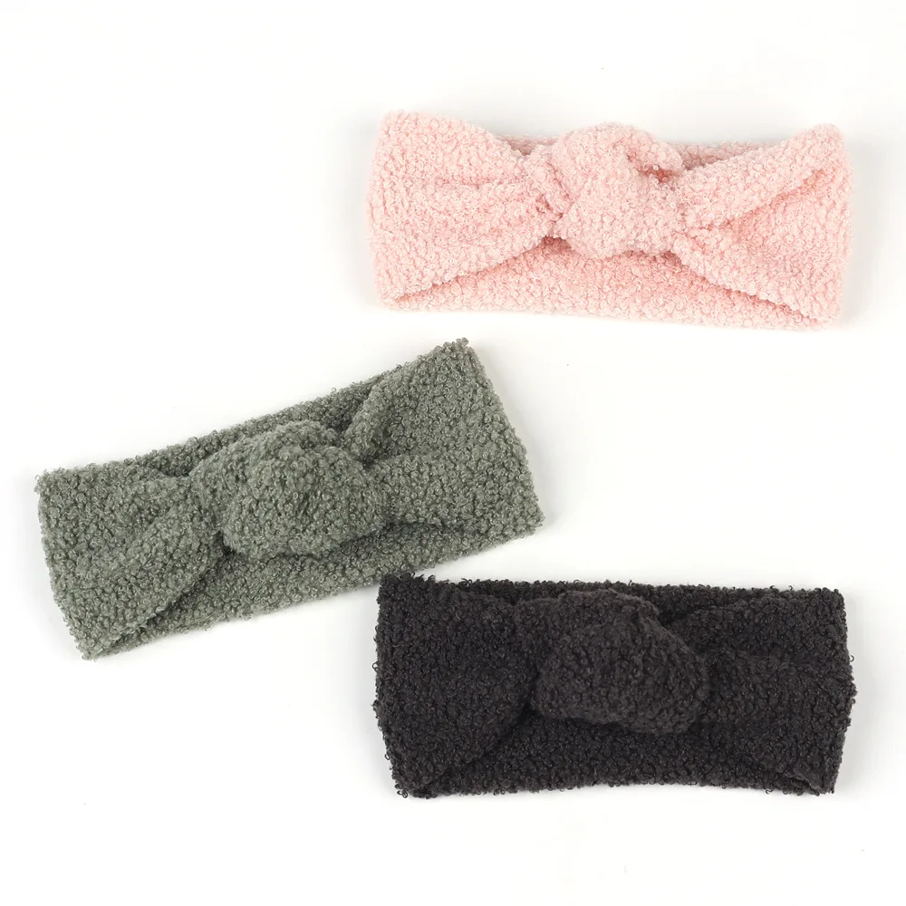 Baby Stirnbänder Teddy Stoff Stirnband Mädchen Haarband Knoten Top Turban Kinder Haarschmuck Neugeborenen Herbst Winter Headwrap – Detail 9