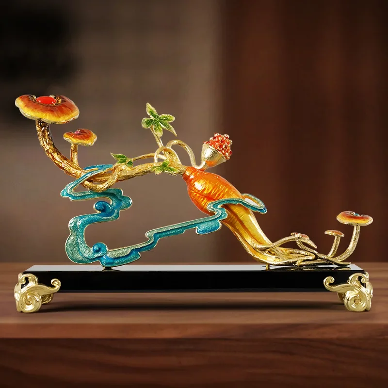 New Chinese enamel color life wishful ornament, home living room decoration, high-end office business