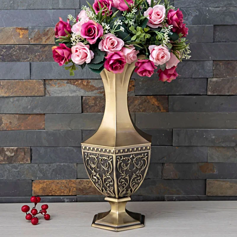 Creative Hexagon Desktop Metal Flowers Vases Large  Artificial Flower Vase For Living Room Decoration