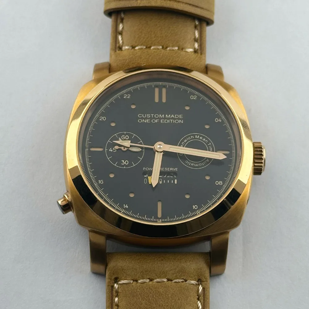 

Fashion 45MM diameter business waterproof men's watch ST2533 movement luminous brown leather casual large-sized men's watch