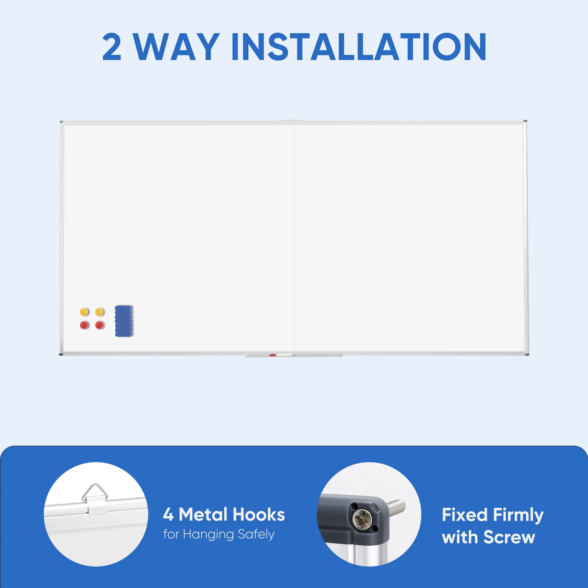 Складная двусторонняя доска Deli, магнитная доска для сухого стирания 72x48 дюймов, настенное крепление для класса и офиса