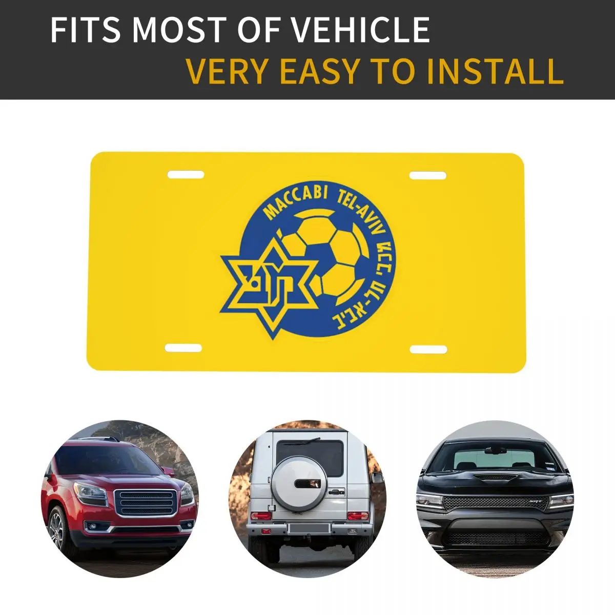 Maccabi Tel Aviv License Plates Decoration Signs Metal Automotive Sign Car Front Auto Plate Tag Decor Stainless