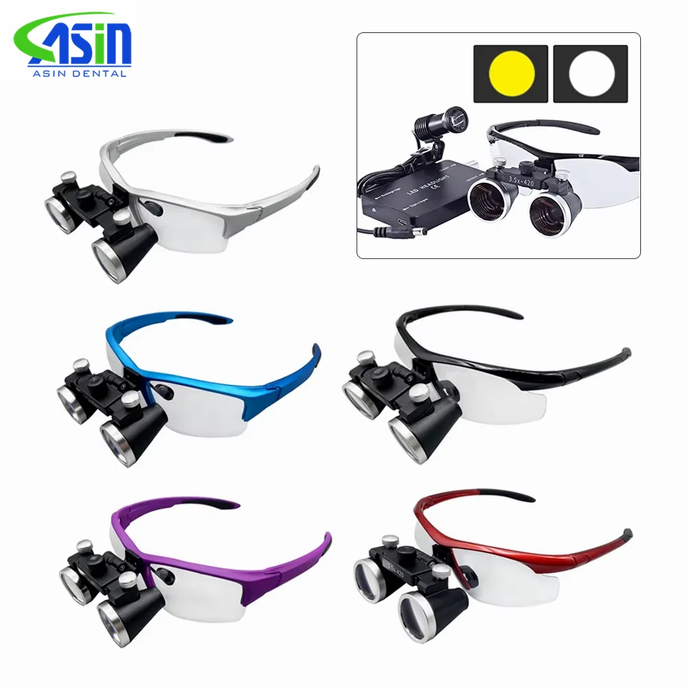 Dental Loupes Dental Magnifier Dental Lab Medical Loupes Magnification Binocular 2.5/3.5x Headlight Wireless 5W Headlamp