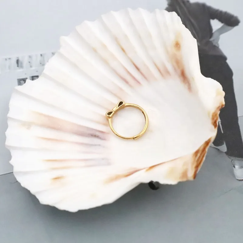 

Кольцо на указательный палец из 18-каратного золота, регулируемое, из титановой стали, глянцевое, с бантом, для женщин, не тускнеет