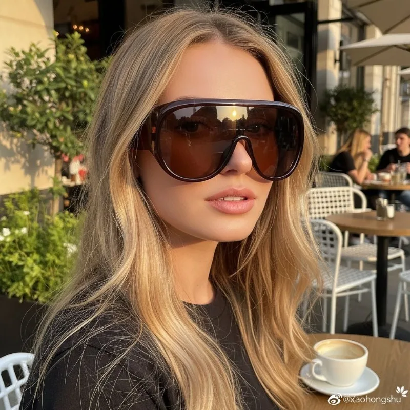 Y2k One Piece Oversize Shield Sunglasses for Women New Fashion Sun Glasses ladies Square Gradient Sexy Eyewear uv400 Men Driving