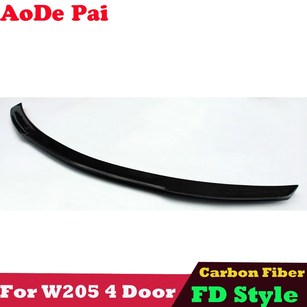 Rear Carbon Fiber Spoiler FD Style Rear Boot Lip Trunk For Mercedes C Class W205 4 Door Sedan / 2 Door Coupe 2015-2021 C43