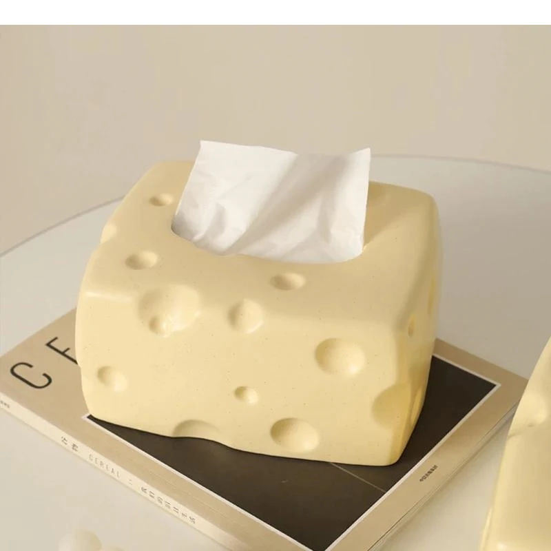 

Cartoon Cheese Shape Ceramic Tissue Box Removable Desktop Storage Container Napkin Holder Home Decorative Accessories