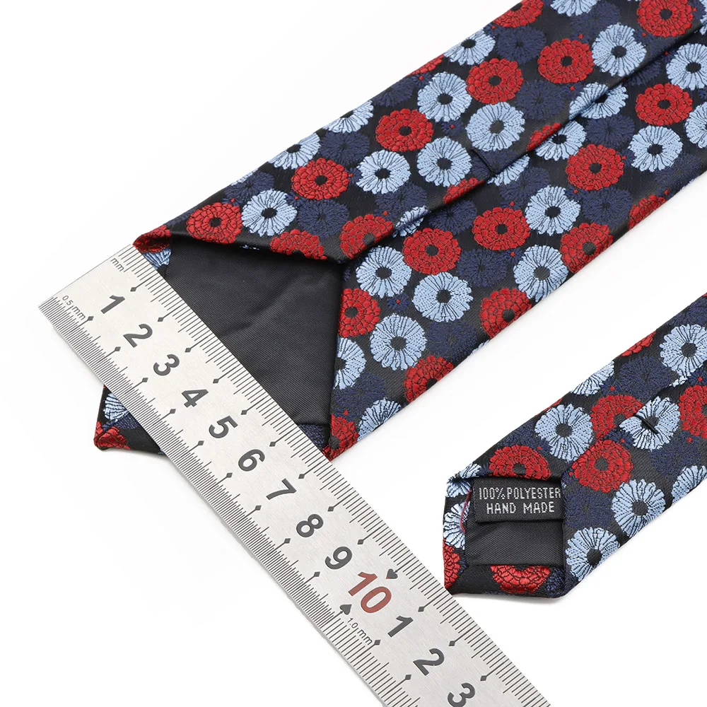 7cm Fashion Design Men's Polyester Tie Black Red Grey Polka Dot Flower Pattern Business Necktie Wedding Party Accessories Gifts